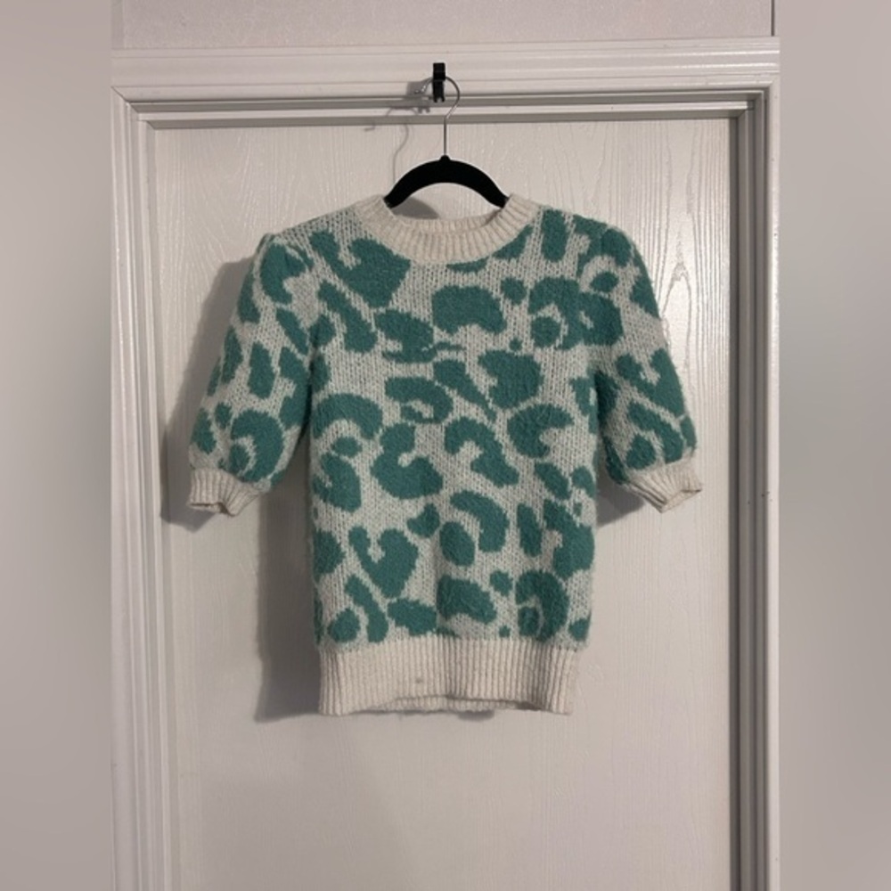 Greylin Rite Jacquard puff 3/4 sleeve sweater XS